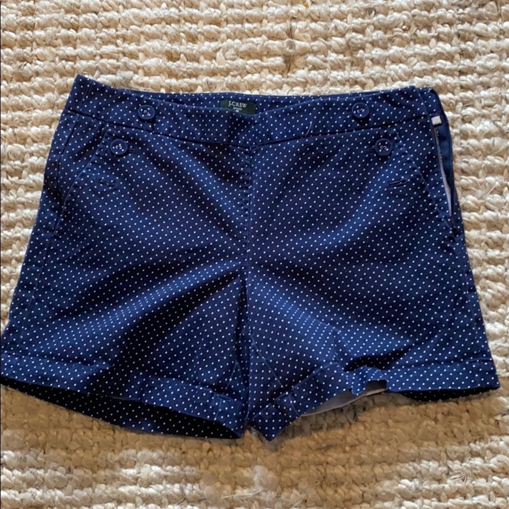 Jcrew blue and white polka dotted shorts